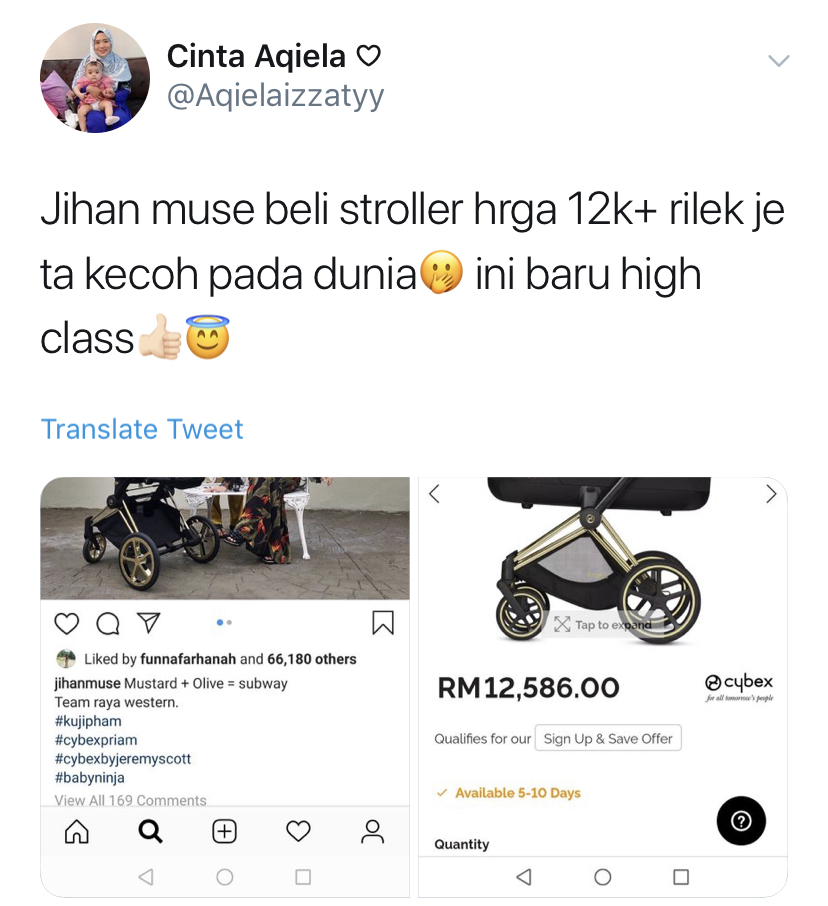 Giliran Stroller RM12k Jihan Muse Jadi Perhatian Gara-Gara Cik Epal, Tapi&#8230;
