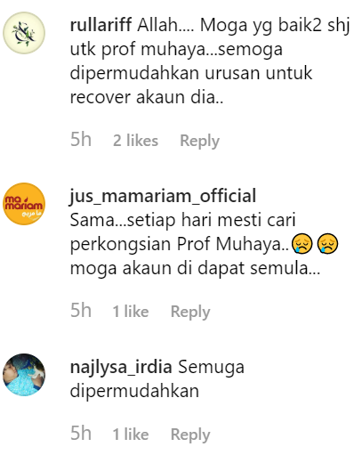 Instagram Prof Muhaya Digodam, Fizo Omar Luah Rasa Kecewa