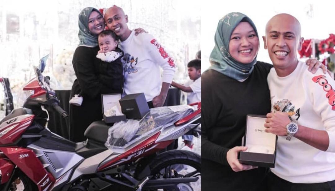 Terima Kejutan Motosikal Dari Si Isteri, Menitis Air Mata Jantan Achey