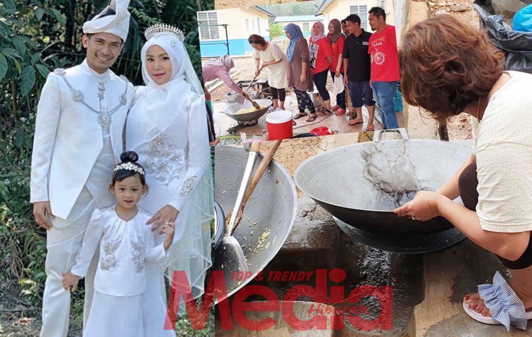 Selesai Majlis Sambut Menantu Belah Cikgu Azlan, Elly Mazlein Jadi ‘Kampung People’, Sental Kuali Sejurus Kenduri