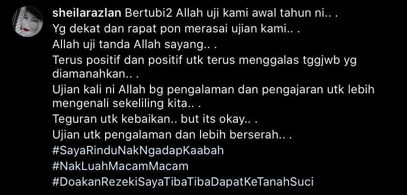 “Bertubi-Tubi Allah Uji Kami…,” – Isteri Lan Solo Sifatkan Ujian Tanda Yang Esa Sayang
