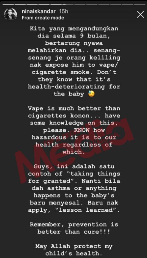 &#8220;Kita Mengandung 9 Bulan,&#8221;- Anak Terdedah Asap Vape, Nina Iskandar Kesal