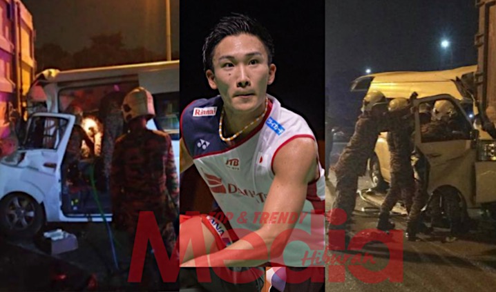 Pemain Badminton Nombor 1 Dunia, Kento Momota Terlibat Kemalangan Dalam Perjalanan Ke KLIA Awal Pagi Tadi