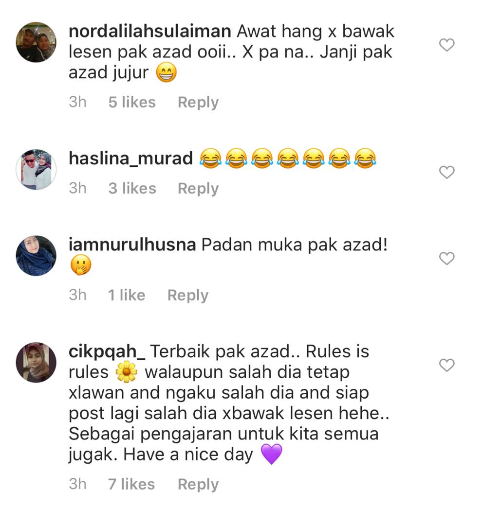 “Saman Tetap Saman, Tak Kisahlah Artis Ke Apa,” – Azad Jazmin