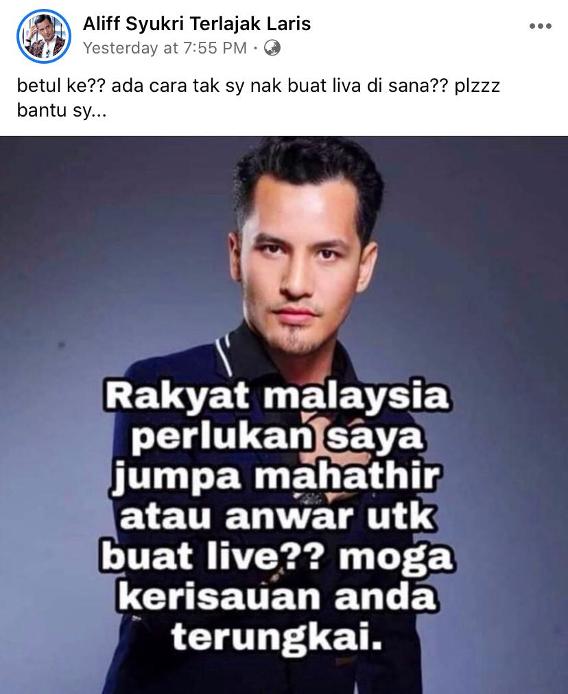 “Rakyat Malaysia Perlukan Saya Jumpa Mahathir Atau Anwar Untuk Buat Live?,” – DS Aliff Syukri