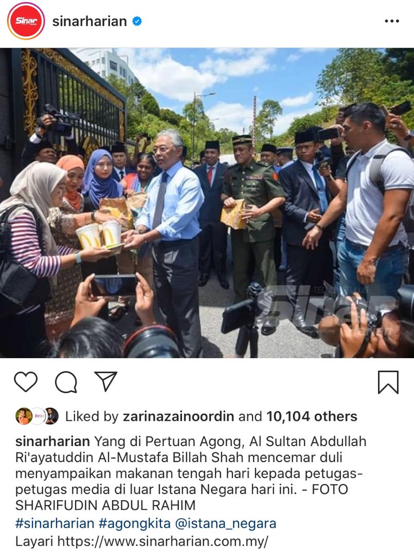 Respek! Semalam KFC, Hari Ini McDonalds&#8230; Agong Cemar Duli Agih Makanan Tengahari Buat Petugas Media