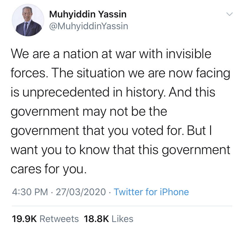 “Mungkin Bukan Kerajaan Yang Anda Undi, Namun Kerajaan Ini Ambil Berat Akan Rakyat,” – Tan Sri Muhyiddin Yassin