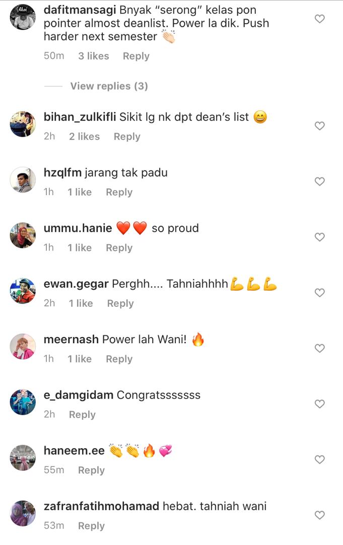 “Yang Penting Adalah…,” – ‘Result’ Wanie Kayrie, Kurang 0.03 Untuk Capai Anugerah Dekan, Rezeki Tak Kan Salah Alamat…