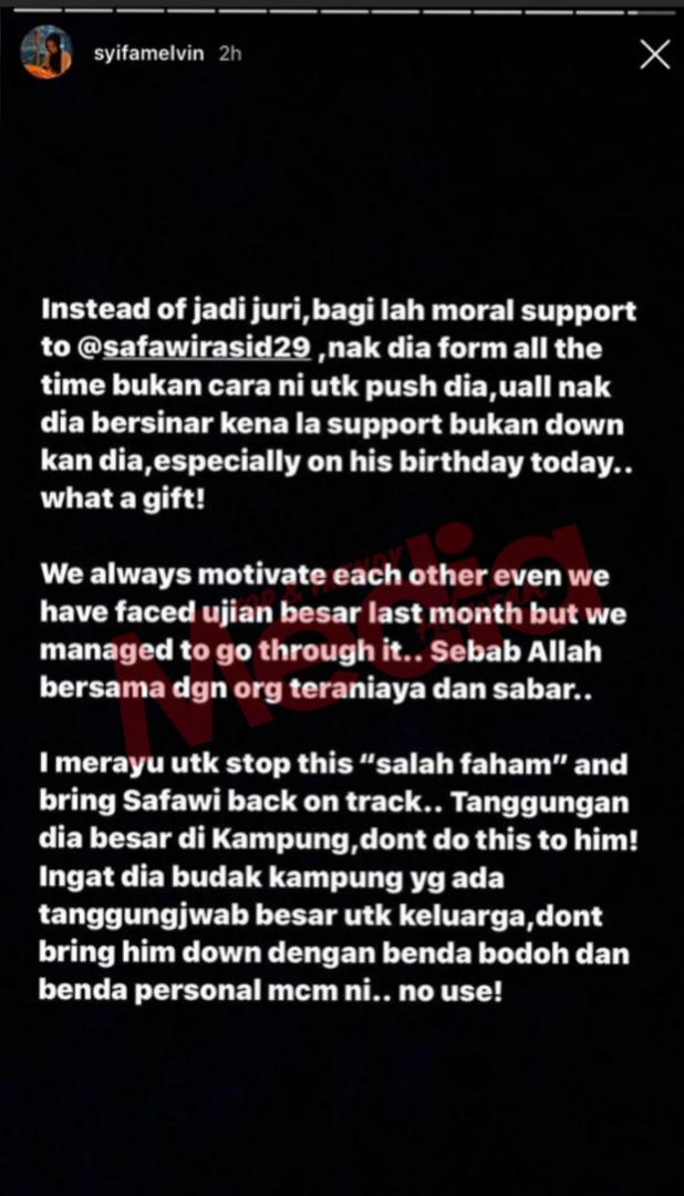 “Stop Calling Safawi ‘Bodoh’. You Guys Tak Tahu The Whole Story,” – Syifa Melvin Minta Henti Kecam Safawi, Beri Sokongan