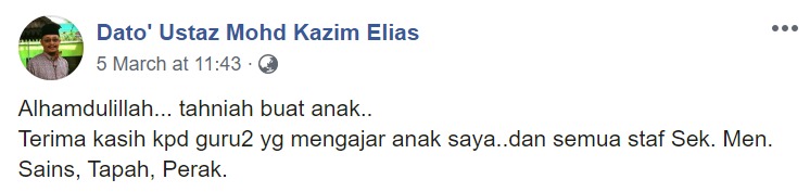 “Lepas Ni Gambar Konvo, Menikah Jangan Masuk FB. Riak!,”- Kongsi Foto Anak Ambil Result SPM, Ustaz Kazim Elias Kata Jangan Cepat Menilai Seseorang!