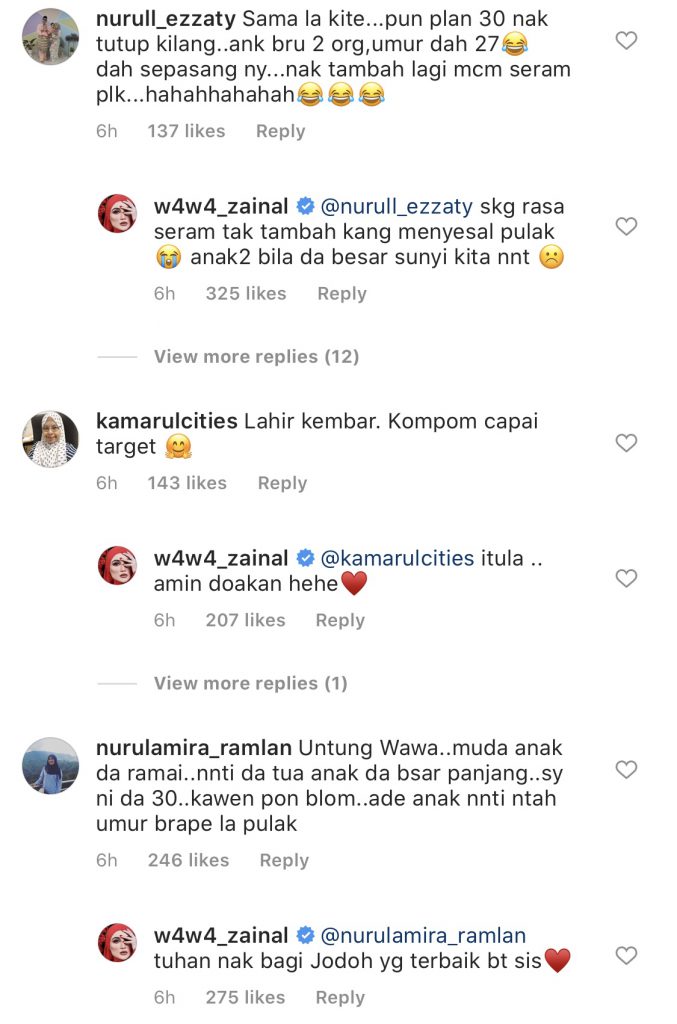 Wawa Zainal Rancang Mahu Tambah Lagi 2 Anak Sebelum Cecah Usia 30 Tahun &#8211; “Sekarang Pun Dah 28 Tahun.”