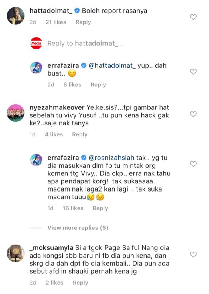 “Post Macam-Macam Benda Yang Tak Sepatutnya,”- Akaun Facebook Digodam Rupanya Masih Aktif, Erra Fazira Bimbang