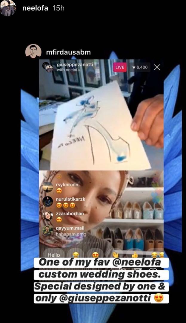“Apa Kata Kita Lakar Kasut Perkahwinan Saya,” – Wow! Neelofa Minta Giuseppe Zanotti Lontar Idea Kasut Kahwinnya