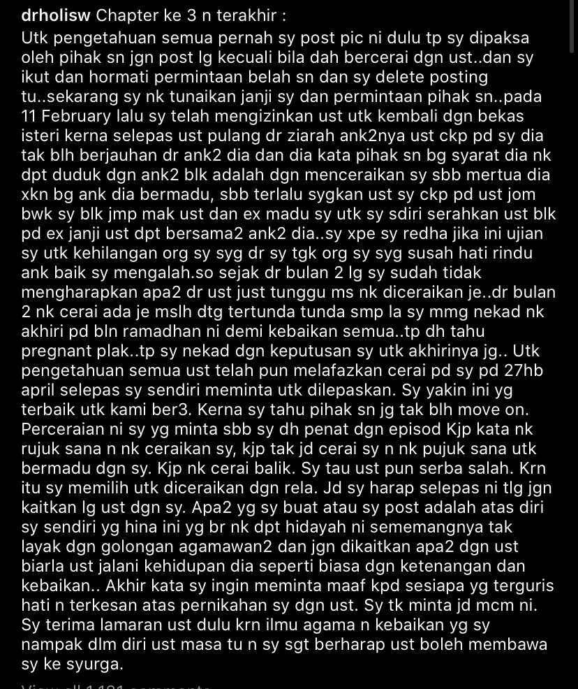 “Ustaz Telah Pun Melafazkan Cerai Kepada Saya Pada 27 April Selepas Saya Sendiri Meminta Untuk Dilepaskan,” – Dr Erin, Da’i Farhan Berpisah