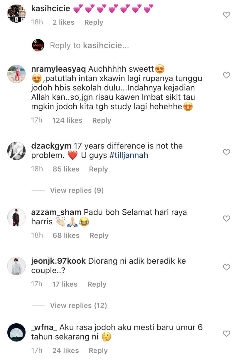 “Second Raya With…,” – Bubuh Emoji ‘Love’ Pada Kapsyen, Harris Alif Beraya Sedondon Dengan Intan Ladyana