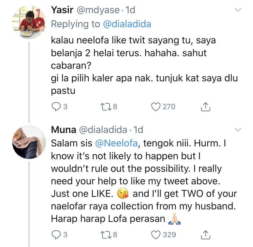 Suami Terpaksa Belanja Isteri Tudung Naelofar Gara-Gara Cabar Di Twitter, Ini Respon Neelofa