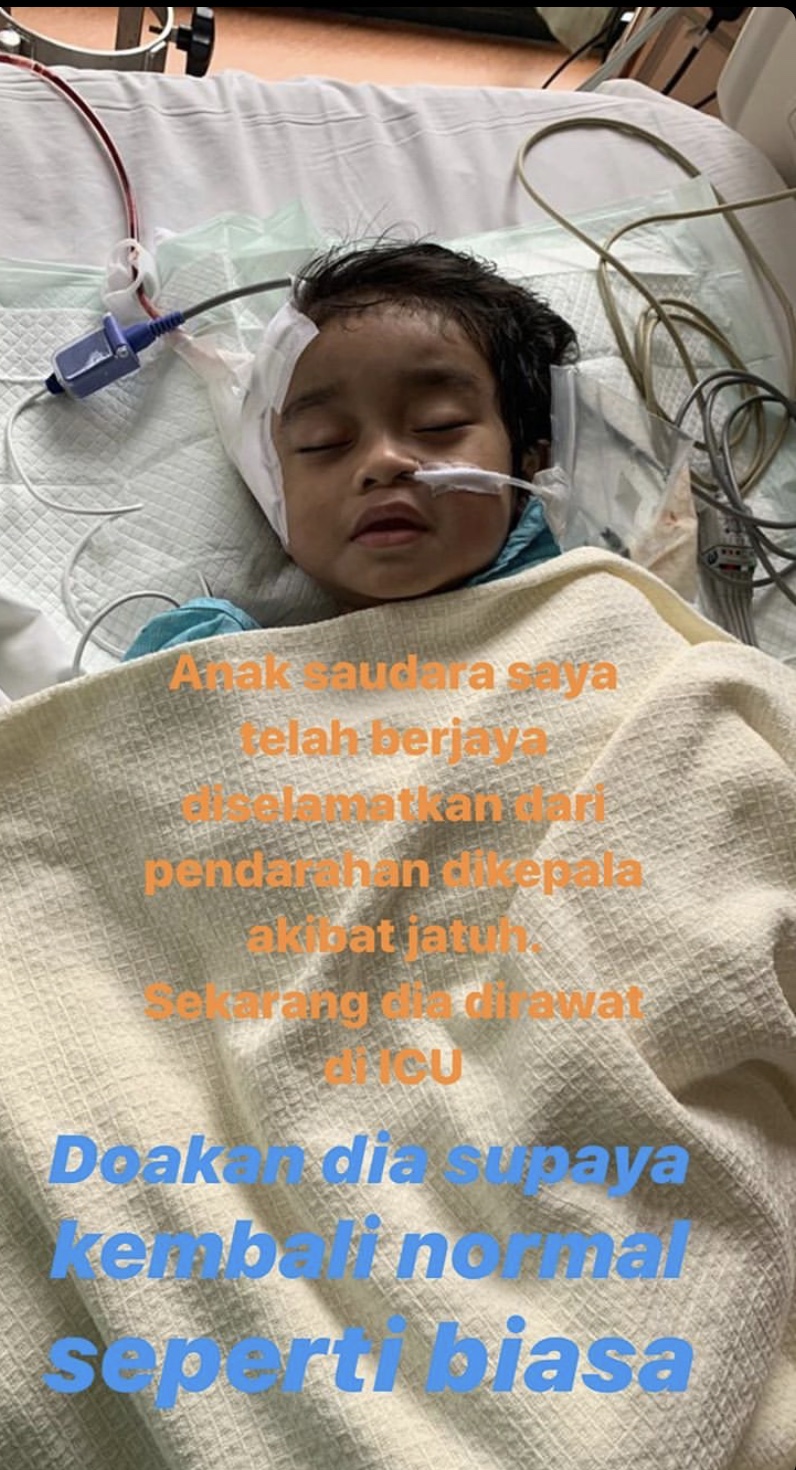 “Mengeluarkan Darah Beku,” &#8211; Anak Saudara Jalani Pembedahan Tempurung Kepala Selepas Terjatuh, Cat Farish Mohon Doa