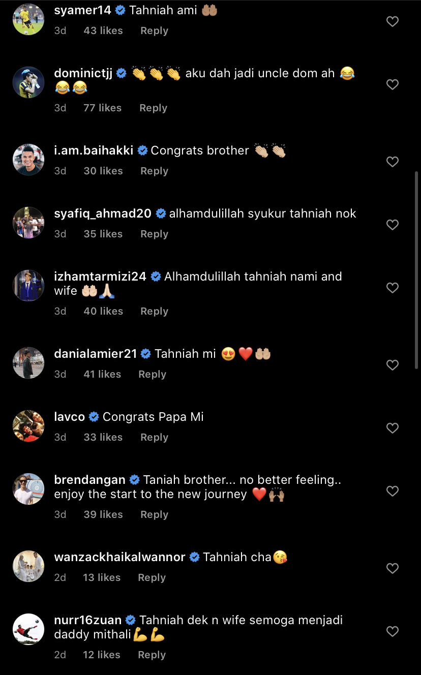 “Tahniah Nami & Isteri,” – Nazmi Faiz Namakan Anak Sulung Maria Miqayla, Rakan Pemain Bola Sepak Tak Putus Ucap Tahniah