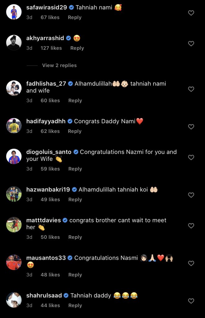 &#8220;Tahniah Nami &#038; Isteri,&#8221; &#8211; Nazmi Faiz Namakan Anak Sulung Maria Miqayla, Rakan Pemain Bola Sepak Tak Putus Ucap Tahniah