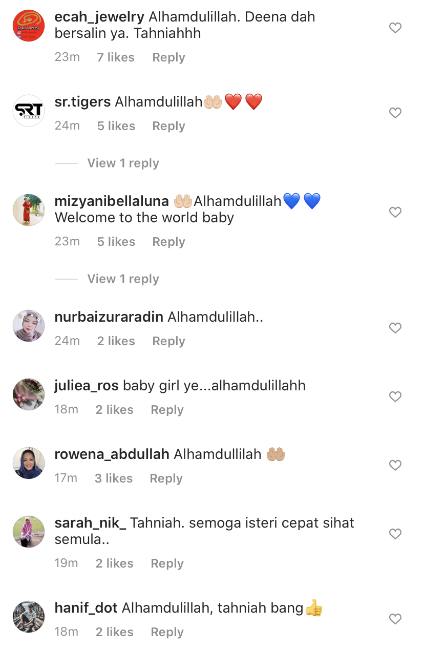 “Alhamdulillah,” &#8211; Isteri Saharul Ridzwan Selamat Bersalin