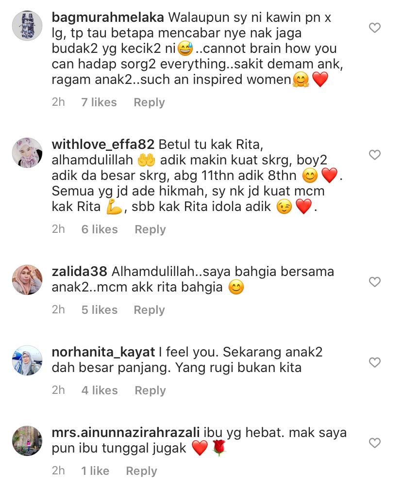 “Pada Ibu Tunggal Yang Anak-Anak Masih Kecil Lagi, Kena Sabar Kerana&#8230;,” &#8211; Rita Rudaini