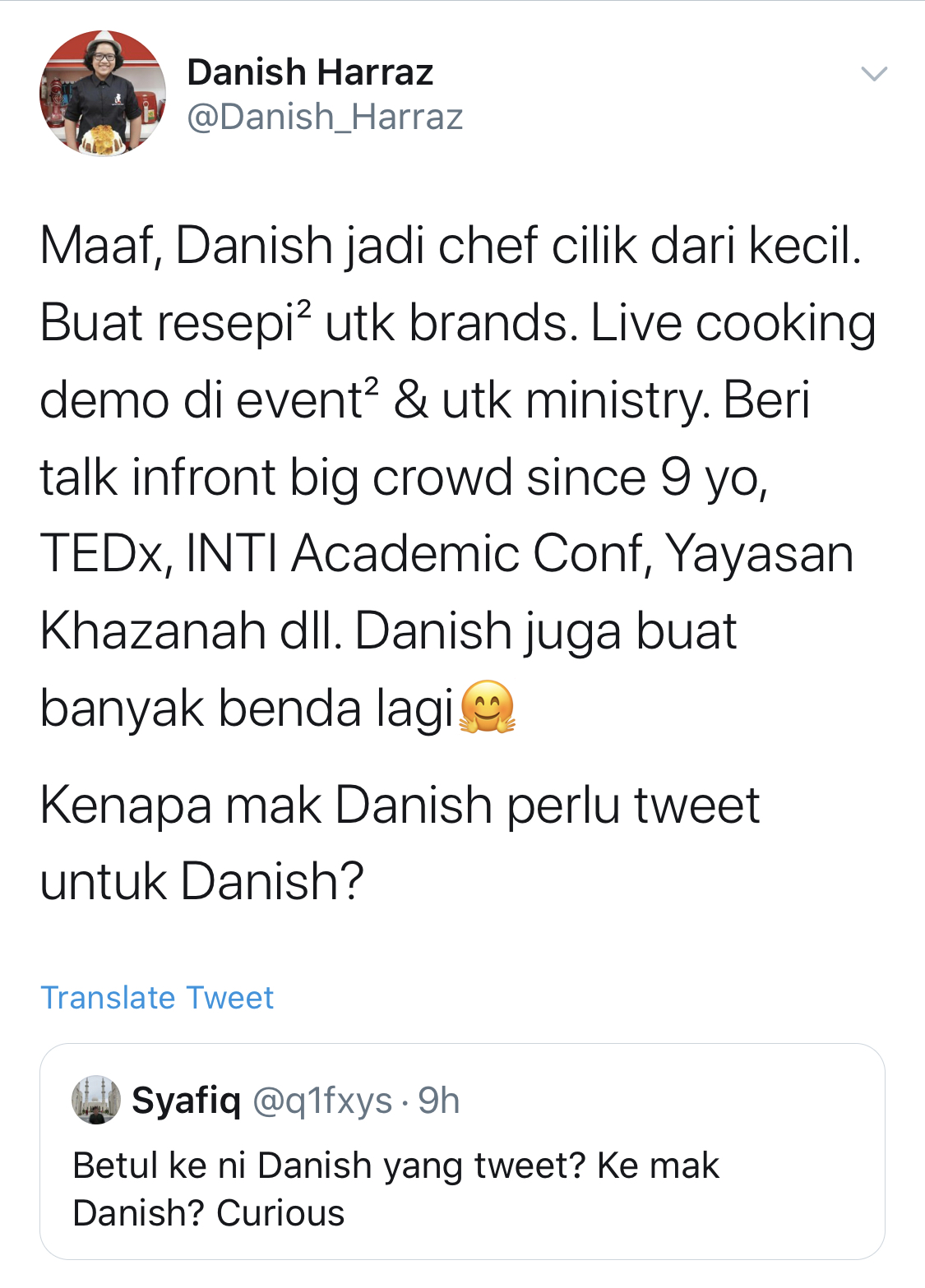 &#8220;Kenapa Mak Perlu Tweet Untuk Saya&#8230;,&#8221;- Persoal Tahap Pengetahuan Gara-Gara Tweet Bernas, Ini Respon Padu Chef Cilik, Danish Harraz