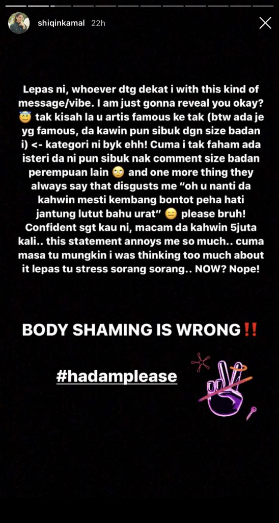 &#8220;Inilah Contoh Artis Malaysia Yang Suka Body Shaming I,&#8221; &#8211; Pelakon Shiqin Kamal Tak Emo, Cuma&#8230;