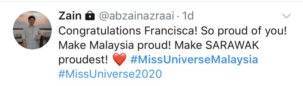 Francisca Luhong James, Jelitawan Sarawak Dinobat Miss Universe Malaysia 2020