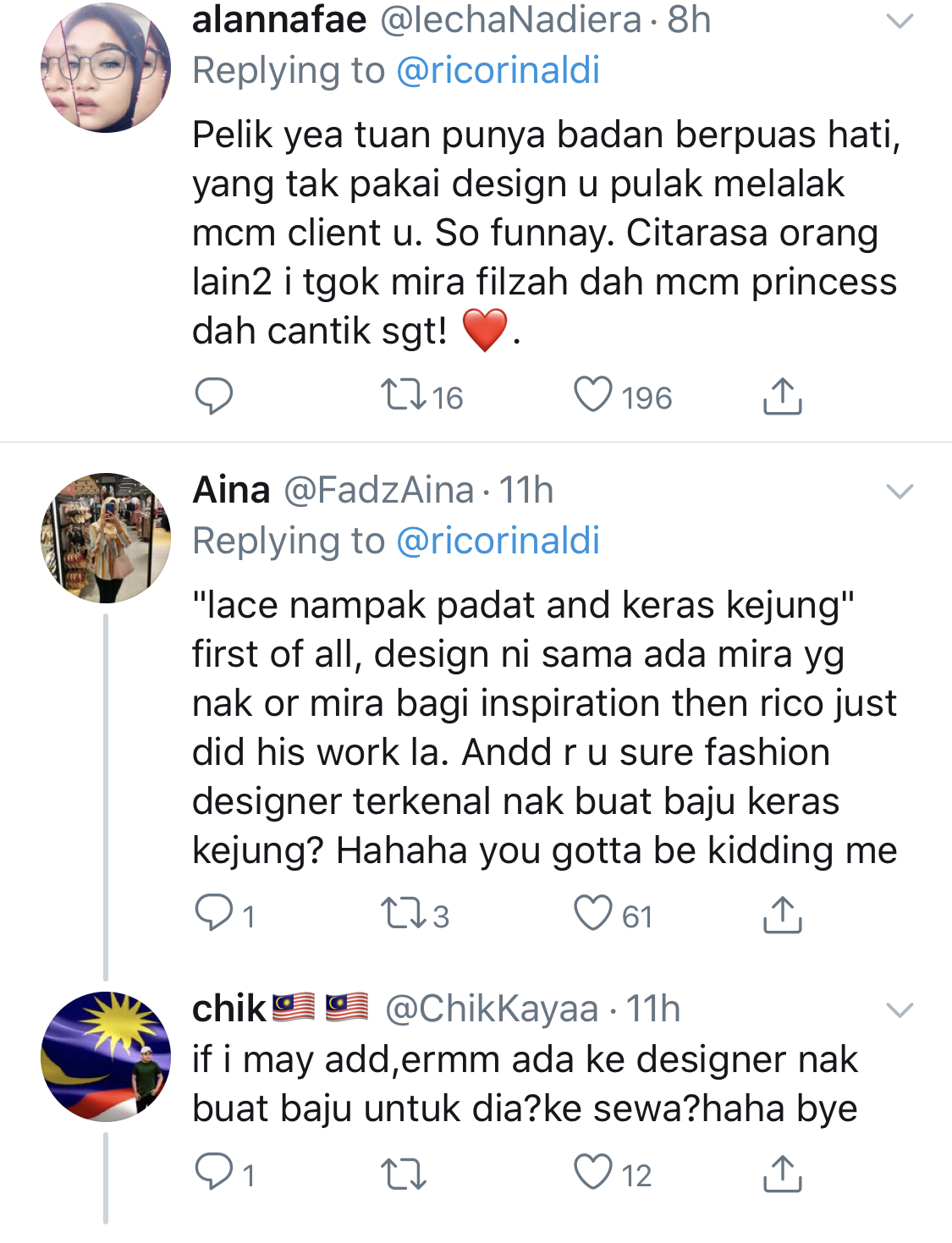 “Lace Nampak Padat &#038; Keras Macam Alas Meja,” &#8211; Baju Kahwin Mira Filzah Dikritik, Ini Respon Perekanya, Rico Ronaldi