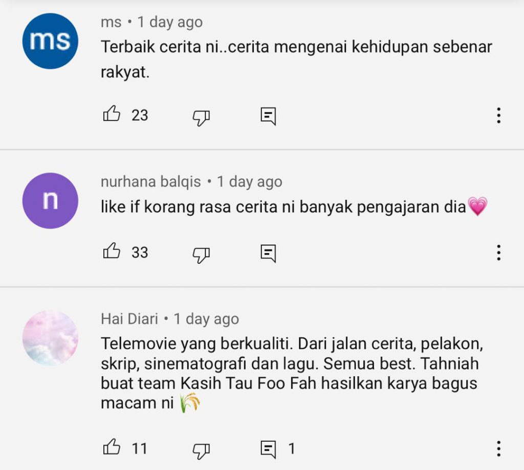 Telefilem Kasih Tau Foo Fah Berjaya Runtun Hati, Sarat Dengan Mesej Manfaat