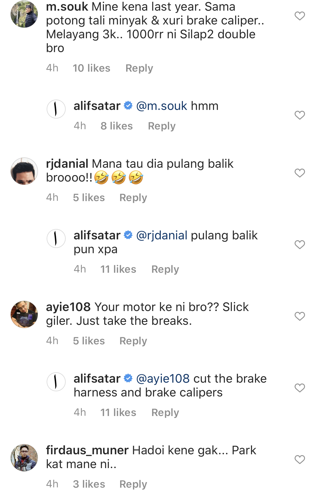 Brek Motosikal Berkuasa Tinggi Kena ‘Rembat’, Ini Nasihat ‘Makan Dalam’ Alif Satar