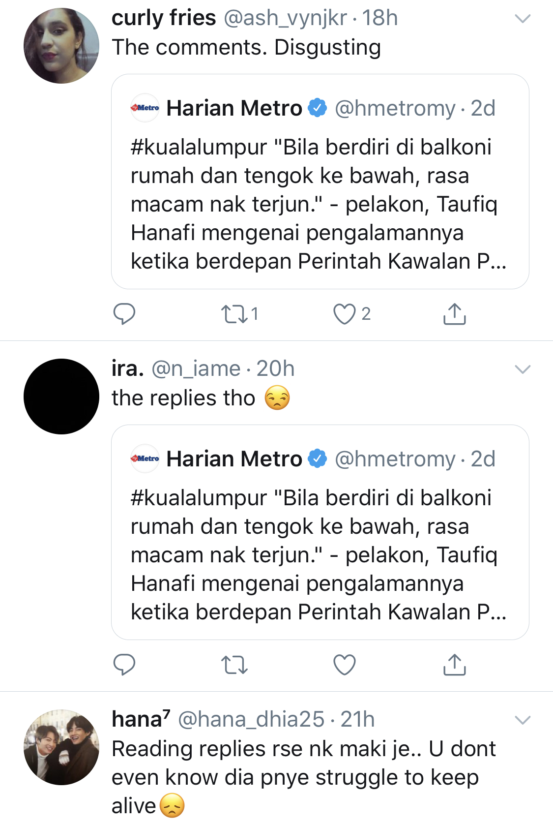 “The Replies Are So Disgusting,” &#8211; Gara-Gara Kongsi Fasal Tekanan Perasaan Waktu PKP, Ramai Persenda Masalah Dialami Taufiq Hanafi?