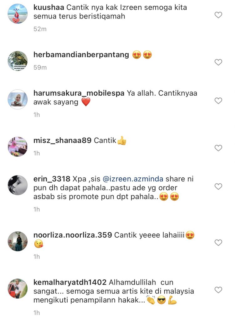 “Sangat Cantik, Semoga Istiqomah,” &#8211; Izreen Azminda Pakai Purdah, Ramai Beri Komen Positif