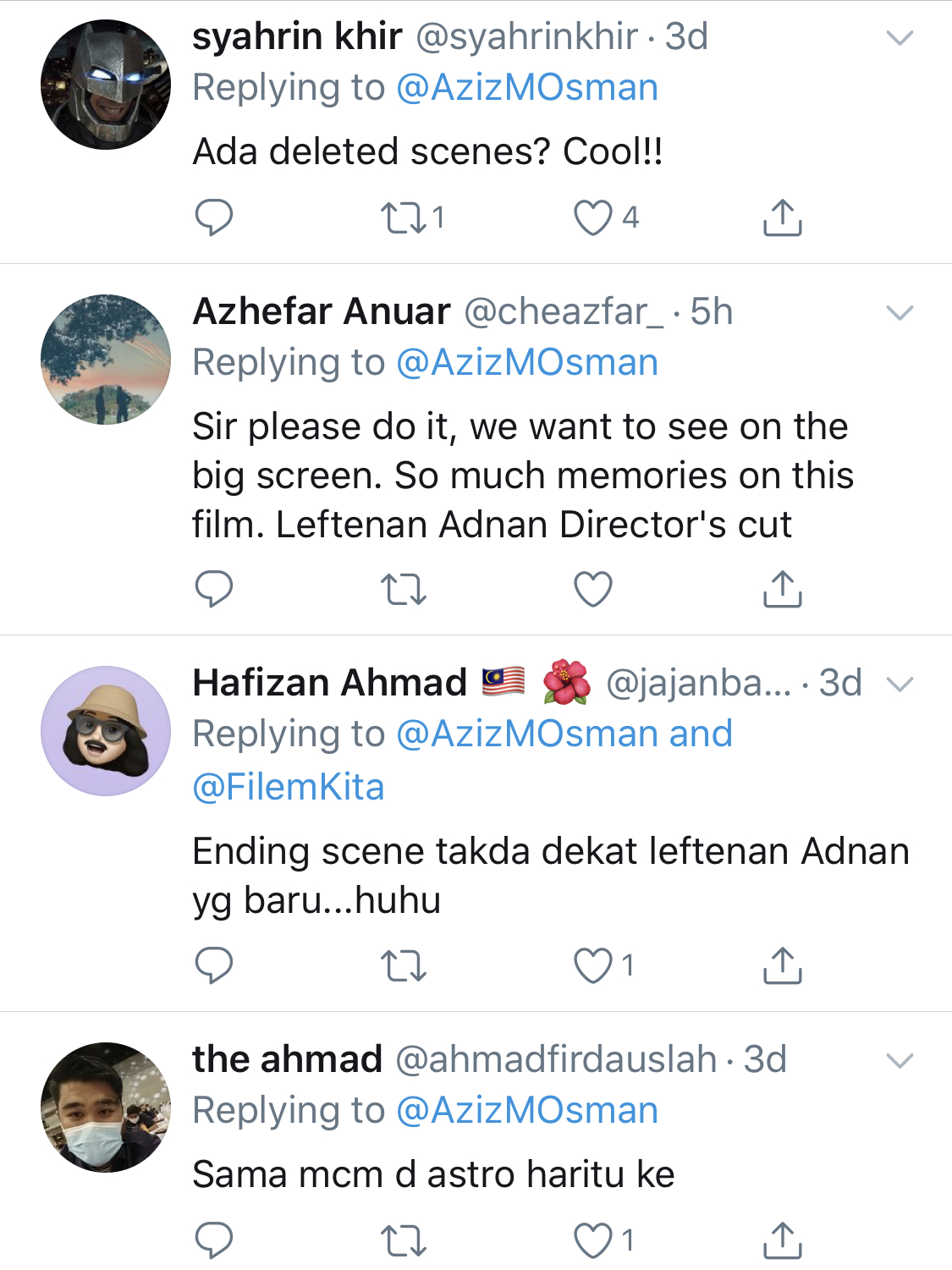 “Masukkan Sekali Adegan Terakhir Yang Dipotong,”- Ramai Teruja, Aziz M. Osman Dalam Usaha Tayang Filem Leftenan Adnan Versi Director Cut?