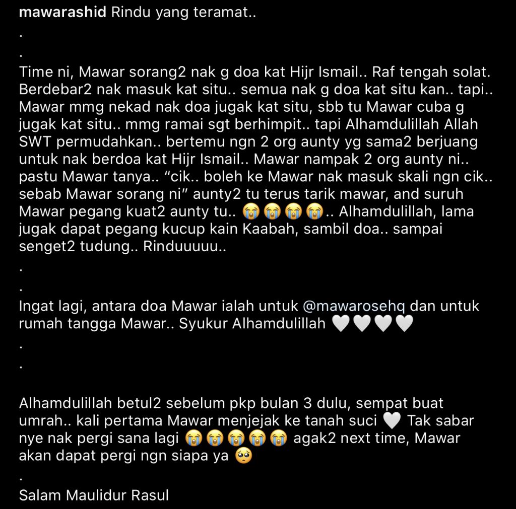“Makcik Tu Terus Tarik Dan Suruh Pegang Kuat-Kuat…,” – Menangis Syukur, Mawar Rashid Cerita Kisahnya Berdoa Di Hijir Ismail, Kucup Kain Kaabah