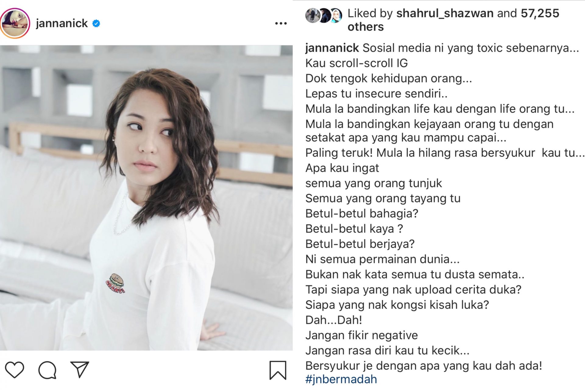 “Kau Ingat Semua Yang Tayang Tu Betul-Betul Bahagia?,” – Sifatkan Sosial Media Toksik, Janna Nick Pesan Hargai Kehidupan Sendiri