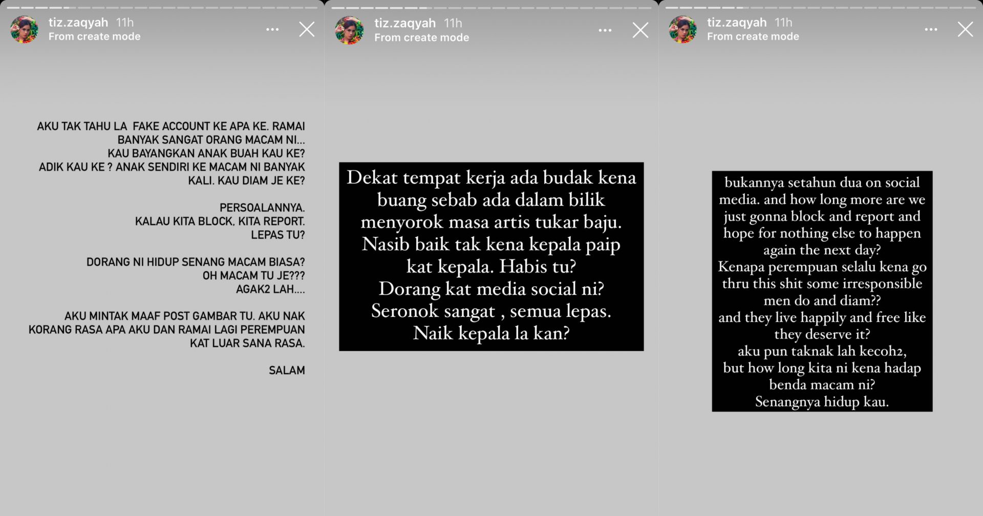 “Berapa Lama Lagi Kena Hadap Benda Macam Ni,” &#8211; Terima DM Gambar Kemaluan, Tiz Zaqyah Kecewa Pelaku Masih Tak Serik!