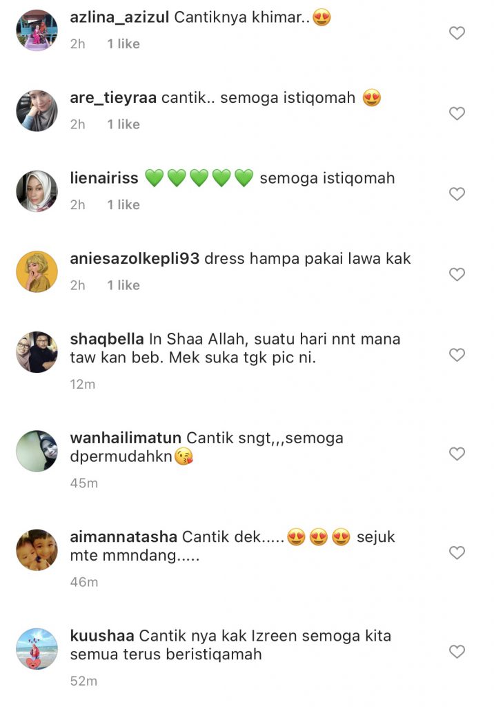 “Sangat Cantik, Semoga Istiqomah,” &#8211; Izreen Azminda Pakai Purdah, Ramai Beri Komen Positif