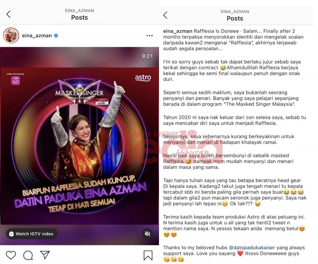 “Sorry Guys Sebab Tak Dapat Berlaku Jujur,” – Rahsia Terjawab, Rupanya DP Eina Azman Di Balik Topeng Rafflesia!