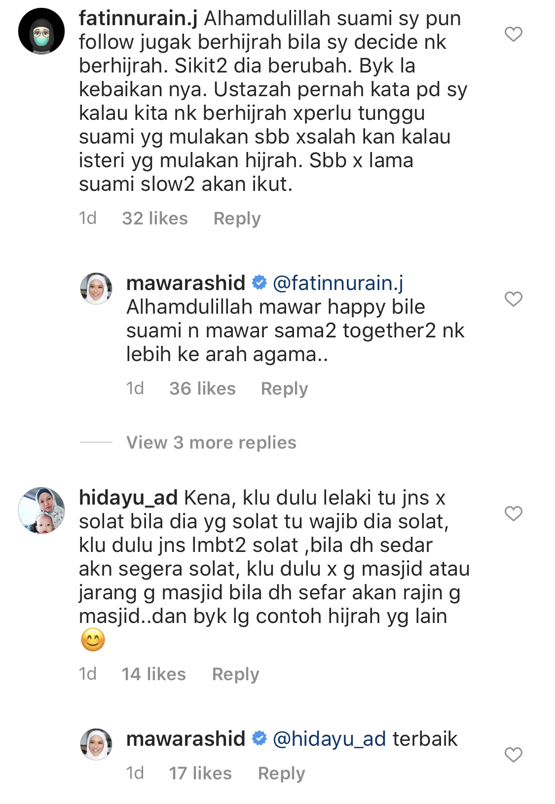 “Hari-Hari Duduk Dengan Abang, Rasa Sejuk Je,” &#8211; Turut Sama Berhijrah, Mawar Rashid Gembira Lihat Perubahan Imamnya