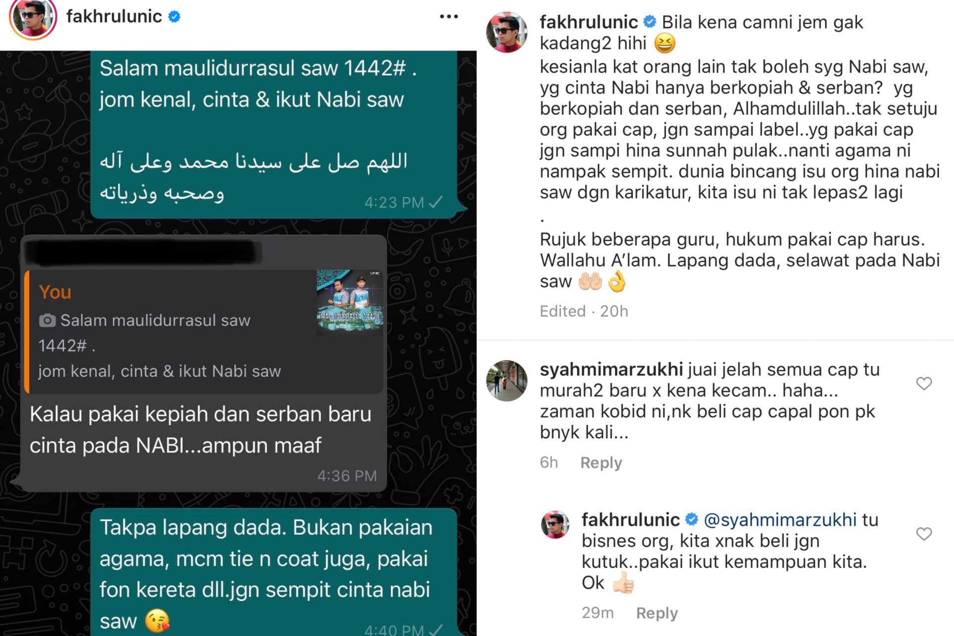 “Pakai Kepiah &#038; Serban Baru Cinta Nabi,” &#8211; Cara Pemakaian Dikritik, Ini Reaksi Balas Fakhrul Razi