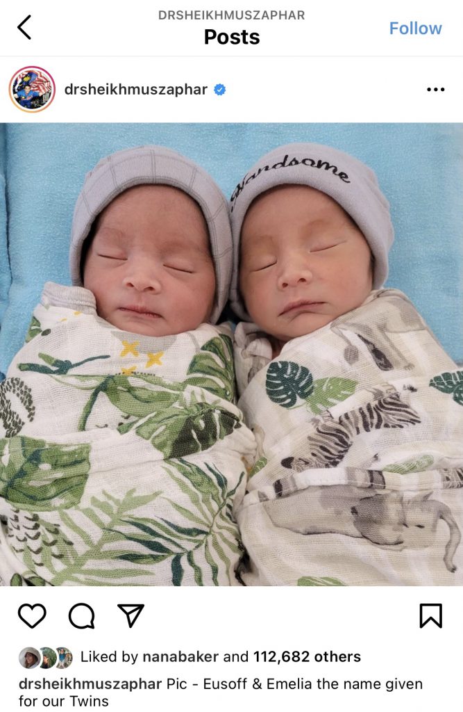 “Semoga Menjadi Anak Soleh,” – Isteri Selamat Lahir Bayi Kembar, Dr. Sheikh Muszaphar Dedah Wajah & Nama Anak