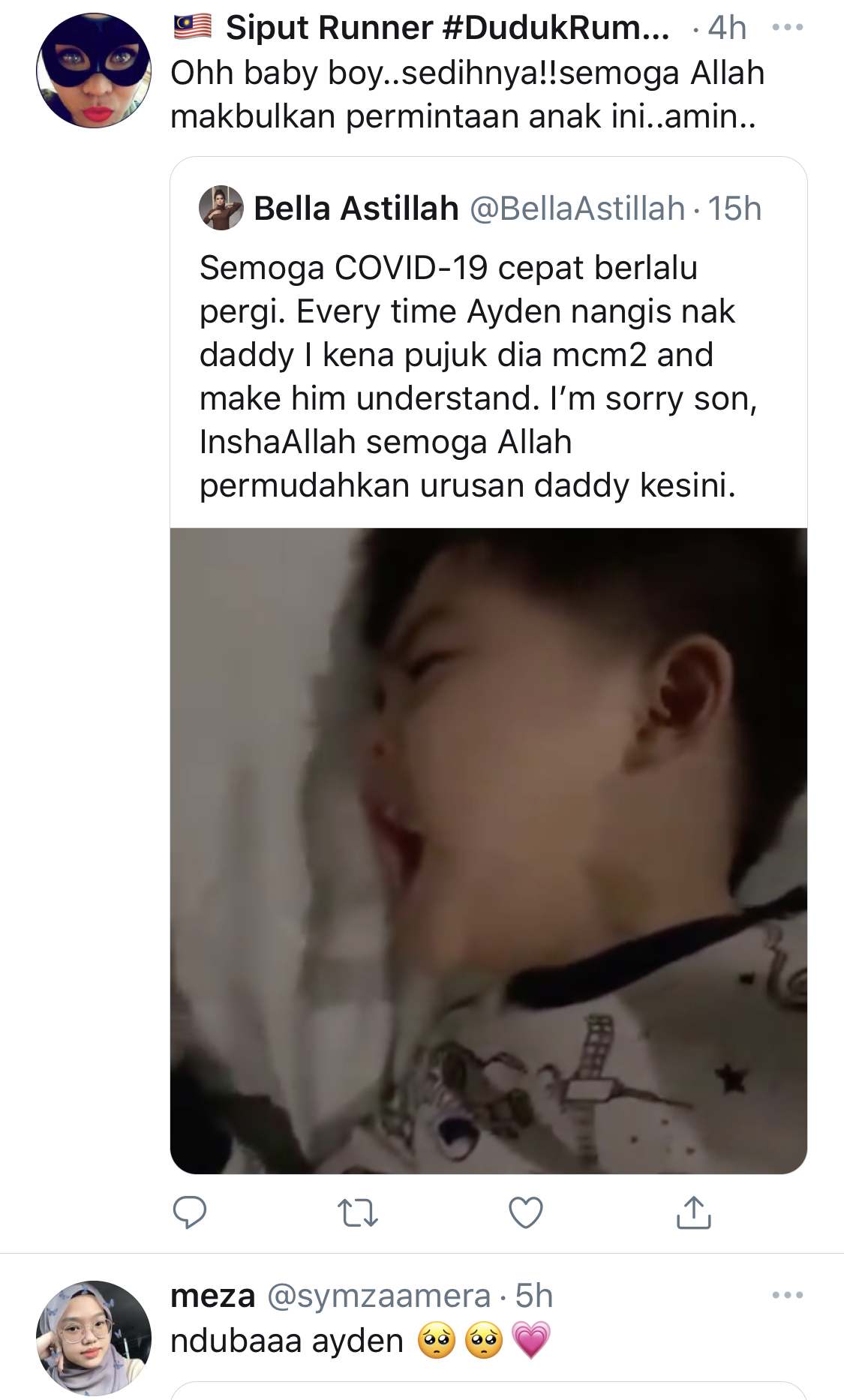 “I Kena Pujuk Dia Macam-Macam,” – Anak Menangis Rindukan Bapa, Bella Astillah Doa Urusan Aliff Aziz Ke Malaysia Dipermudah