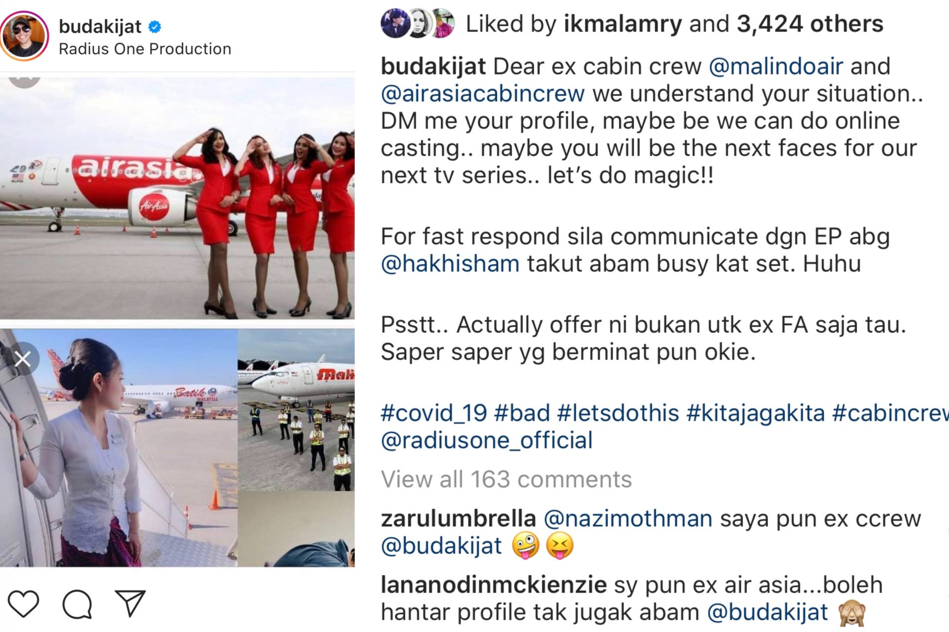“Mungkin Anda Wajah Terbaru…,” – Faham Situasi, Budak Ijat Buka Tawaran Berlakon Kepada Bekas Cabin Crew
