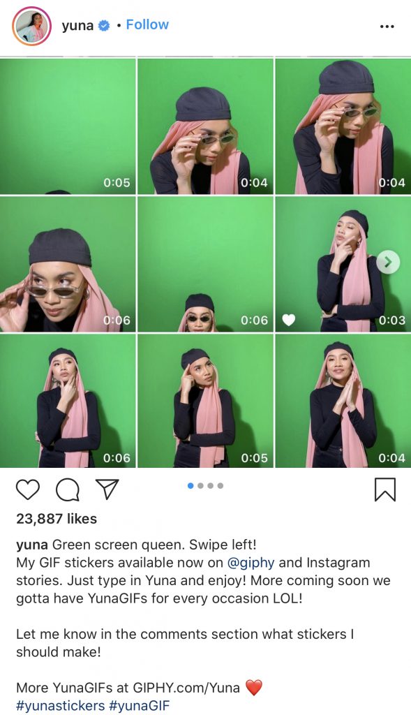 “Cute Sangat, I Nak Gunalah,” &#8211; Selepas Neelofa, Giliran Yuna Miliki GIF Sendiri Di Instagram Stories, Semua Mood Ada!