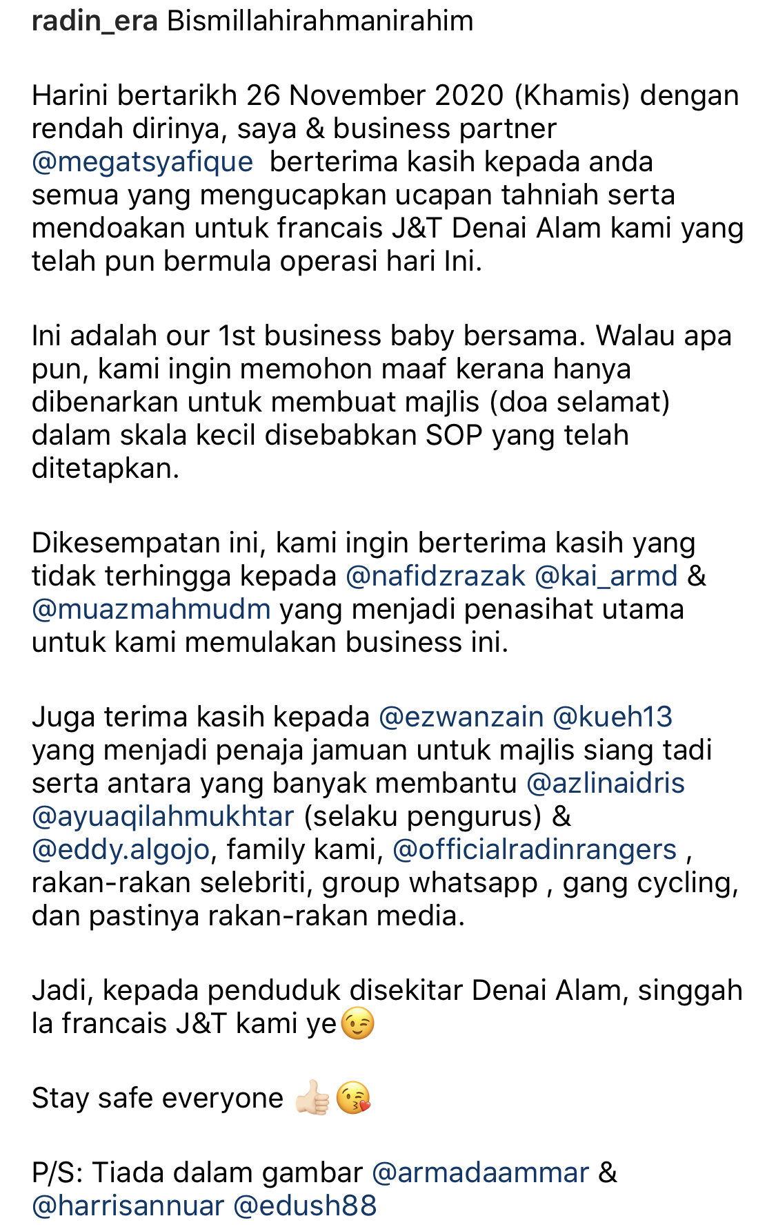 “Our First Business Baby Bersama,” – Cebur Diri Dalam Bisnes, Radin Era Buka Francais Courier Service Miliknya Sendiri