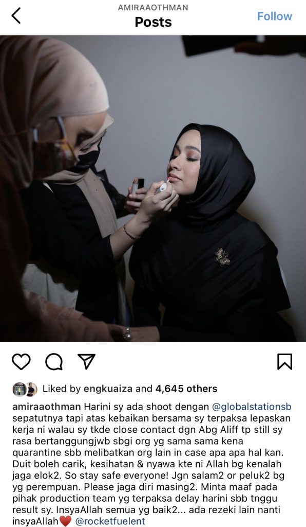 “Duit Boleh Cari, Kesihatan &#038; Nyawa Kita Ni Allah Bagi Kenalah Jaga&#8230;,” &#8211; Amira Othman