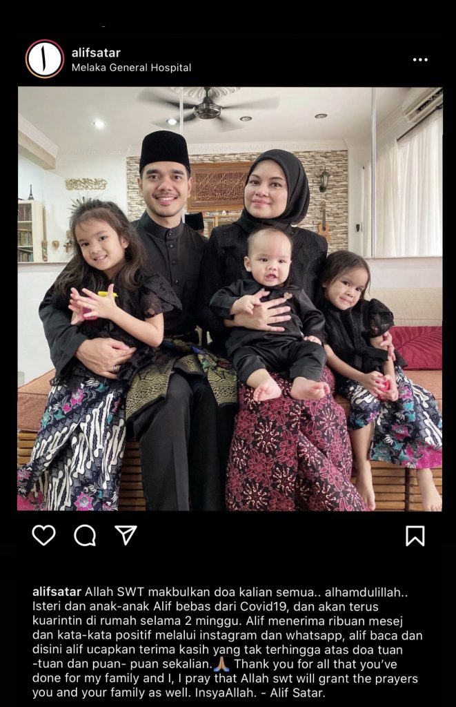 “Alhamdulillah, Isteri Dan Anak-Anak Bebas Covid-19,” – Alif Satar Maklum Perkembangan Terkini Keluarganya