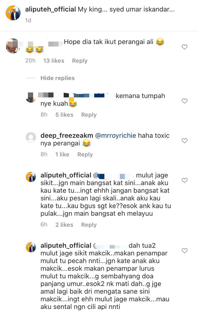 “Makan Penampar Mulut Tu Pecah Nanti,”- Beri Komen Sindiran Pada Foto Anak, Ali Puteh Naik Angin Dengan Siapa?