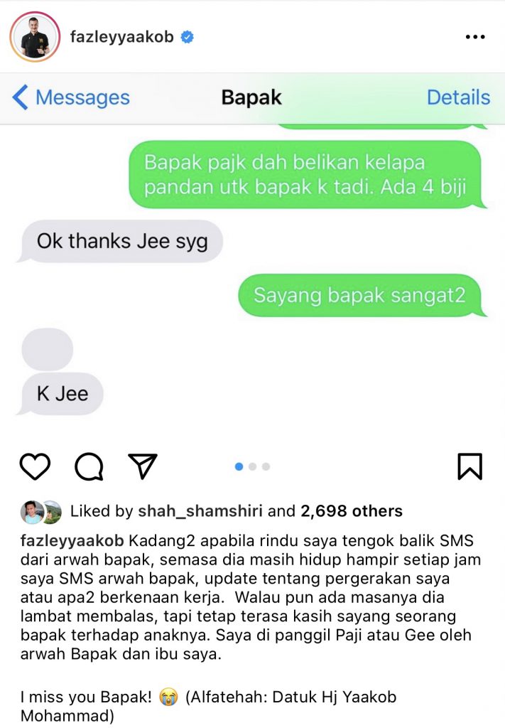 “Semasa Dia Masih Hidup Hampir Setiap Jam Saya SMS Arwah Bapak,” &#8211; Datuk Fazley Rindu, Kongsikan Nama Panggilan Bapa Kepadanya